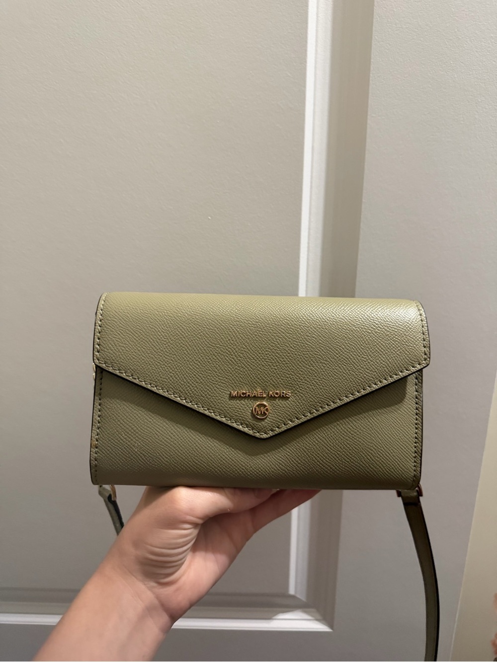 Michael Kors Olive Saffiano Leather Crossbody Wallet
